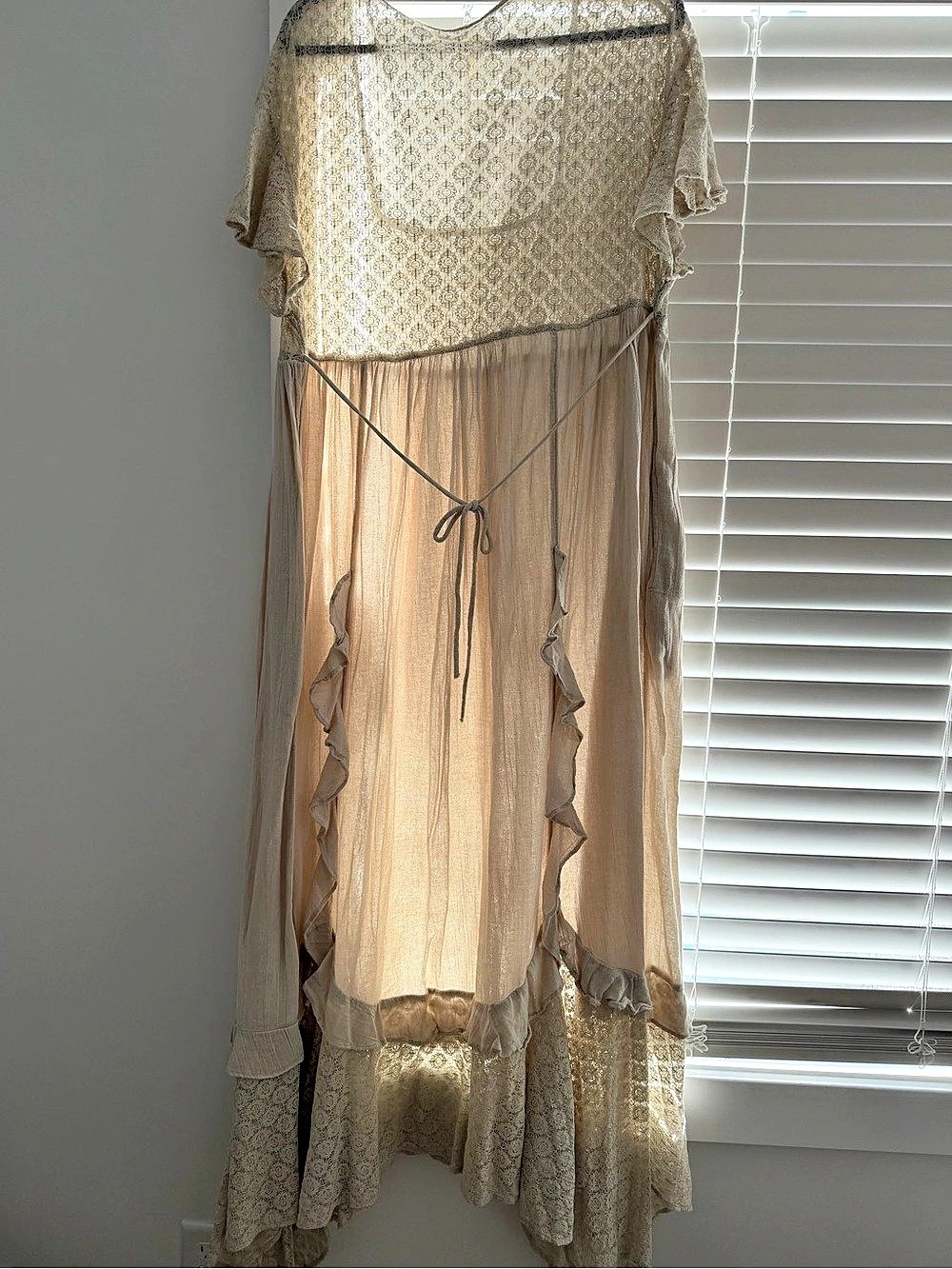 Free People Floral Lace Maxi Dress in Beige - Picture 7 of 7